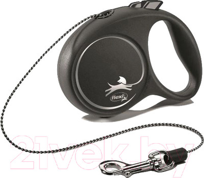 Поводок-рулетка Flexi Black Design трос / 33401 (M, серебристый)