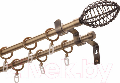 Карниз для штор Lm Decor Лайт Гранд Марио гладкий 16мм+16мм двухрядный (антик, 3.0м)