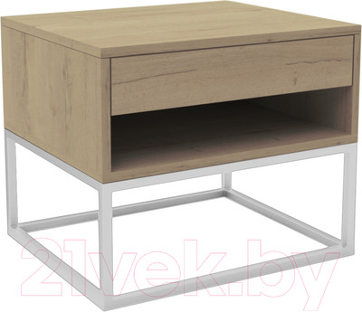 Прикроватная тумба Hype Mebel 50x35 (белый/дуб галифакс натуральный)