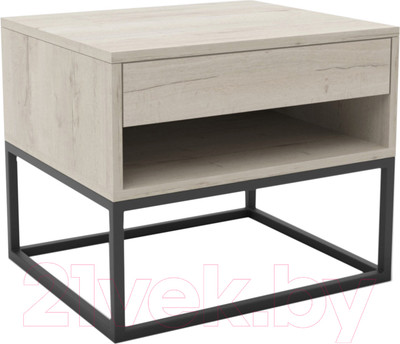 Прикроватная тумба Hype Mebel 50x35 (черный/древесина белая)