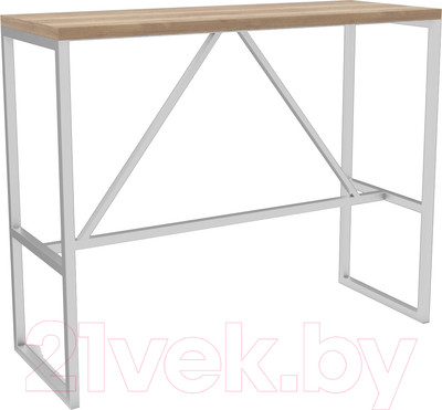 Барный стол Hype Mebel Дельта 120x40x110 (белый/дуб галифакс натуральный)