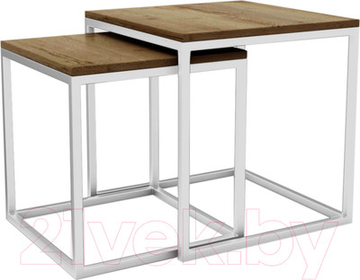 Журнальный столик Hype Mebel Дуэт (белый/дуб галифакс олово)