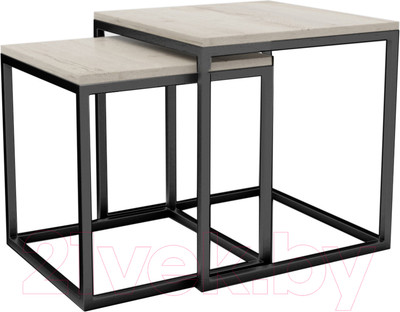 Журнальный столик Hype Mebel Дуэт (черный/древесина белая)