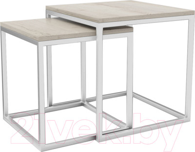 Журнальный столик Hype Mebel Дуэт (белый/древесина белая)