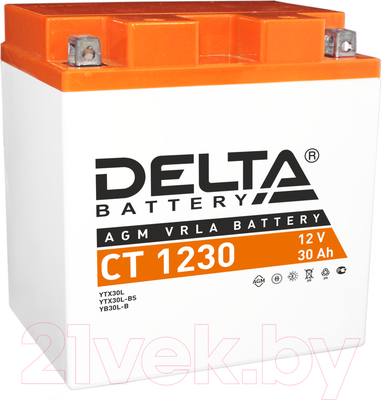 Мотоаккумулятор DELTA AGM СТ 1230 YIX30L / YIX30L-BS / YB30L (30 А/ч)