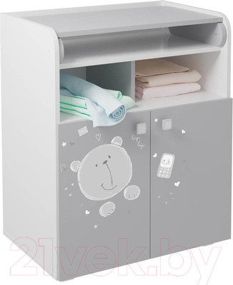 Комод пеленальный Polini Kids French Teddy 1270 (белый/серый)