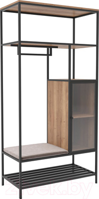 Стеллаж Hype Mebel Босс 100x200 (черный/дуб галифакс натуральный/велюр серый)