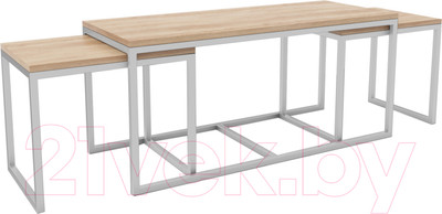 Журнальный столик Hype Mebel Трио 40x100-200 (белый/дуб галифакс натуральный)