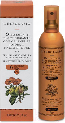 Масло для загара L'Erbolario С календулой жожоба и чашечками грецкого ореха SPF6 (100мл)