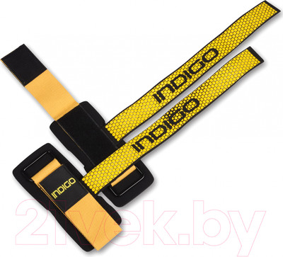 Напульсник для пауэрлифтинга Indigo Sport IN221 (2шт, черный/желтый)