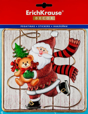 Набор наклеек на окно новогодних Erich Krause Decor Санта на коньках / 46711