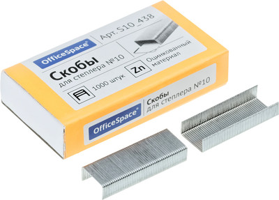 Скобы канцелярские OfficeSpace Оцинкованные №10 (1000шт)