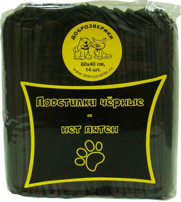 Одноразовая пеленка для животных Доброзверики С суперабсорбентом 60x40 / ЧПС40/14 (14шт)