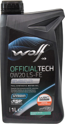 Моторное масло WOLF OfficialTech 0W20 LS-FE / 65631/1 (1л)