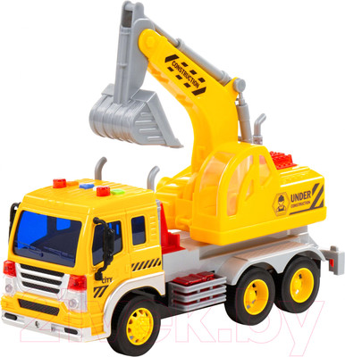 Экскаватор игрушечный Полесье Сити / 86365 (желтый, инерционный)