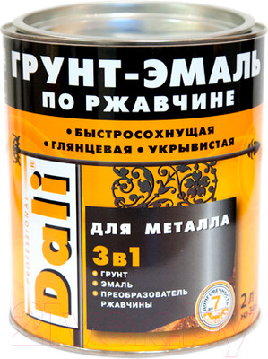 Грунт-эмаль DALI По ржавчине 3 в 1 (2л, зеленый)