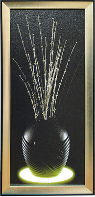 Картина Декарт Белые цветы в черной вазе-1 8Л2441 (в раме)