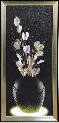 Картина Декарт Белые цветы в черной вазе-3 8Л2442 (в раме)