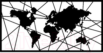 Декор настенный Arthata Карта мира 95x50-B / 001-1 (черный)