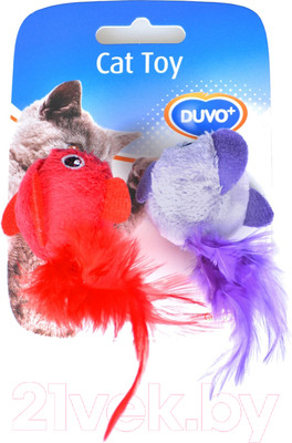 Игрушка для кошек Duvo Plus Плюшевые птицы с перьями / 1717027/DV (мультиколор)
