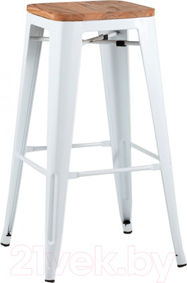 Табурет барный Stool Group Tolix Wood / YD-H765-W LG-02 (белый глянцевый/светлое дерево)