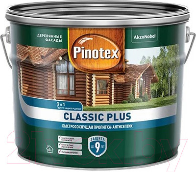 Антисептик для древесины Pinotex Classic Plus 3в1 (9л, тиковое дерево)