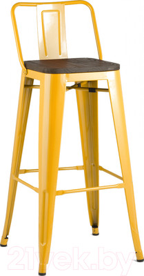 Стул барный Stool Group Tolix со спинкой / YD-H765E-W LG-06 (желтый глянцевый/темное дерево)