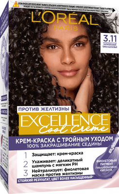 Крем-краска для волос L'Oreal Paris Color Excellence Cool Creme 3.11 (ультрапепельный темно-каштановый)