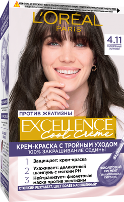 Крем-краска для волос L'Oreal Paris Color Excellence Cool Creme 4.11 (ультрапепельный каштановый)
