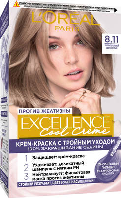Крем-краска для волос L'Oreal Paris Color Excellence Cool Creme 8.11 (ультрапепельный светло-русый)