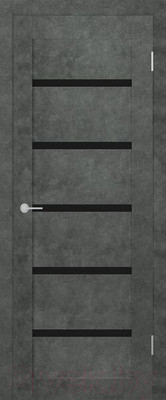 Дверь межкомнатная Stark ST8 ДО 90x200 (бетон темный/черный лак)