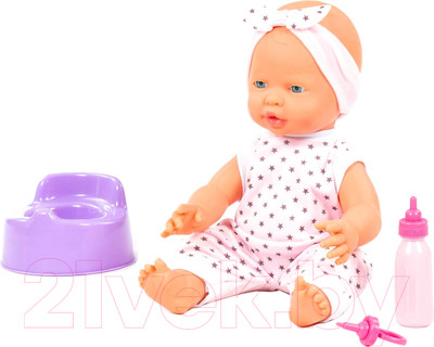 Пупс с аксессуарами Полесье Веселый с соской, бутылочкой и горшком / 86747