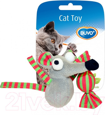 Игрушка для кошек Duvo Plus Мышка с конфетой / 1717038/DV (серый)