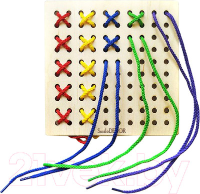 Развивающая игрушка Smile Decor Шнуровка. Монтессори Квадрат / П613