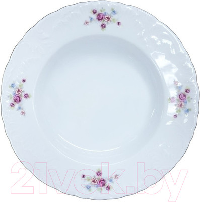 Тарелка столовая глубокая Cmielow i Chodziez Rococo / 7490-0031490  (бабушкин цветок)