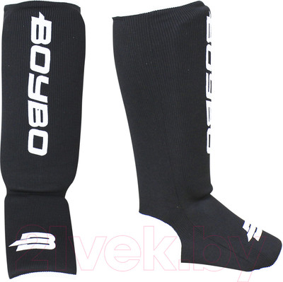 Защита голень-стопа для единоборств BoyBo Хлопчатобумажная BF243 (S, черный)