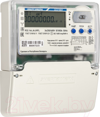 Счетчик электроэнергии электронный Энергомера СЕ 318 BY R32.146.JR.UVFL (5-100А, с радио модемом)