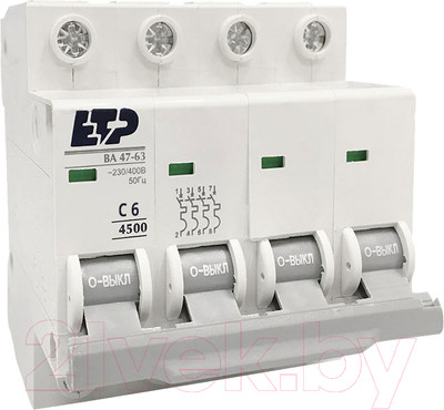 Выключатель автоматический ETP ВА 47-63 4P 6А (С)
