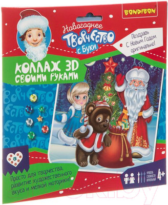 Набор для творчества Bondibon Новогодний коллаж. Дед Мороз, Снегурочка, Мишка / ВВ3428