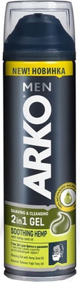 Гель для бритья Arko Men 2в1 Soothing hemp с маслом семян конопли (200мл)