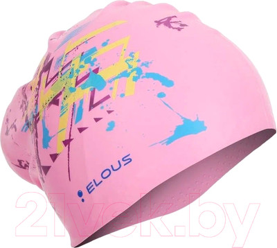 Шапочка для плавания Elous EL006 (геометрия розовый)