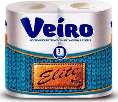Туалетная бумага Veiro Elite белая 3х слойная (4рул)