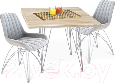 Обеденная группа Sheffilton SHT-DS115 (серое облако/хром лак/дуб сонома светлый)
