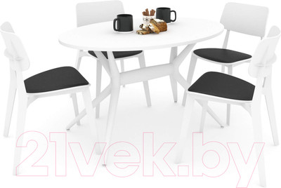 Обеденная группа Sheffilton SHT-DS124 (белый/черный/белый шагрень/белый)