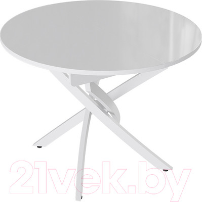 Обеденный стол ТриЯ Diamond тип 3 КМ+02.68.000.168 (белый муар/белый глянец)