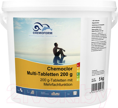 Средство для бассейна дезинфицирующее Chemoform Всё-в-одном мульти-таблетки по 200г (5кг)