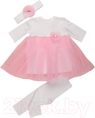 Набор для крещения Awis 2128 (р.62, белый/нежно-розовый)