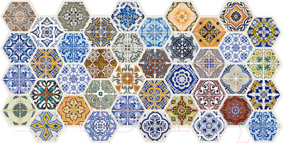 Панель ПВХ Grace Граненый шестигранник Пэчворк (973x492x3.5мм)