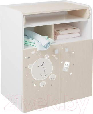 Комод пеленальный Polini Kids French Teddy 1270 (белый/дуб пастельный)