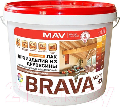 Лак MAV Brava ВД-АК-1043 (11л, полуматовый)